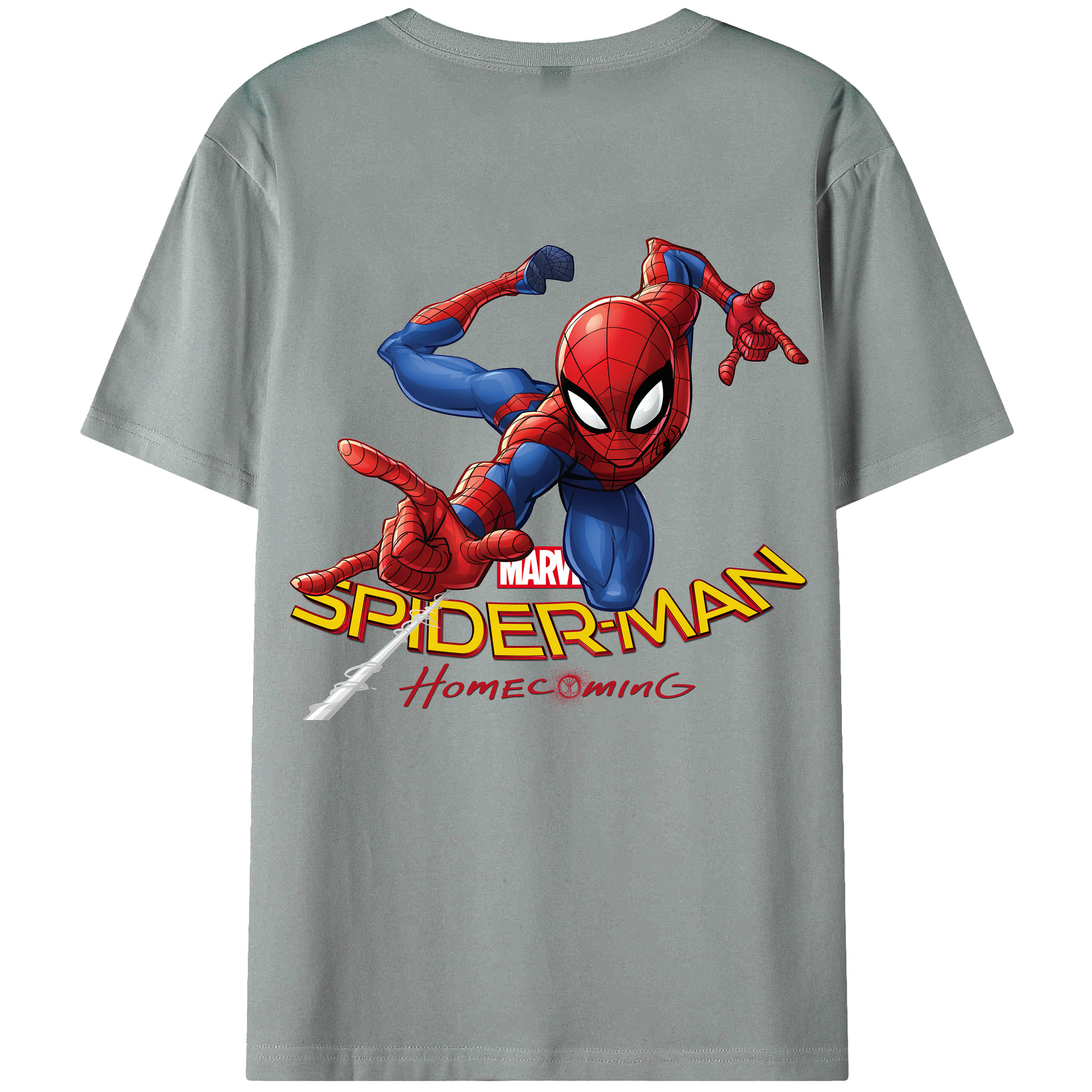 （画像用） Spider Man スパイダーマン 綿100％ メンズ半袖Tシャツ（バックプリント） 通気性